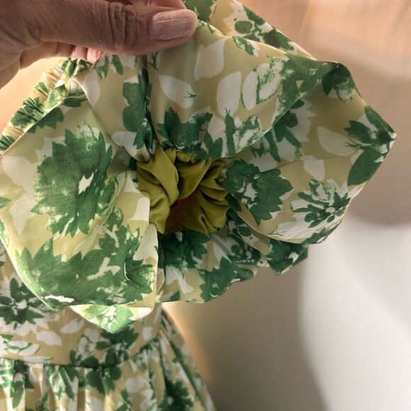 PrettyLittleThing Petite Green Yellow White Floral Puff Mini Dress. Size 0 - Picture 8 of 17